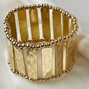 Anthropology Statement Bracelet Gold Hammered Bracelet for Women